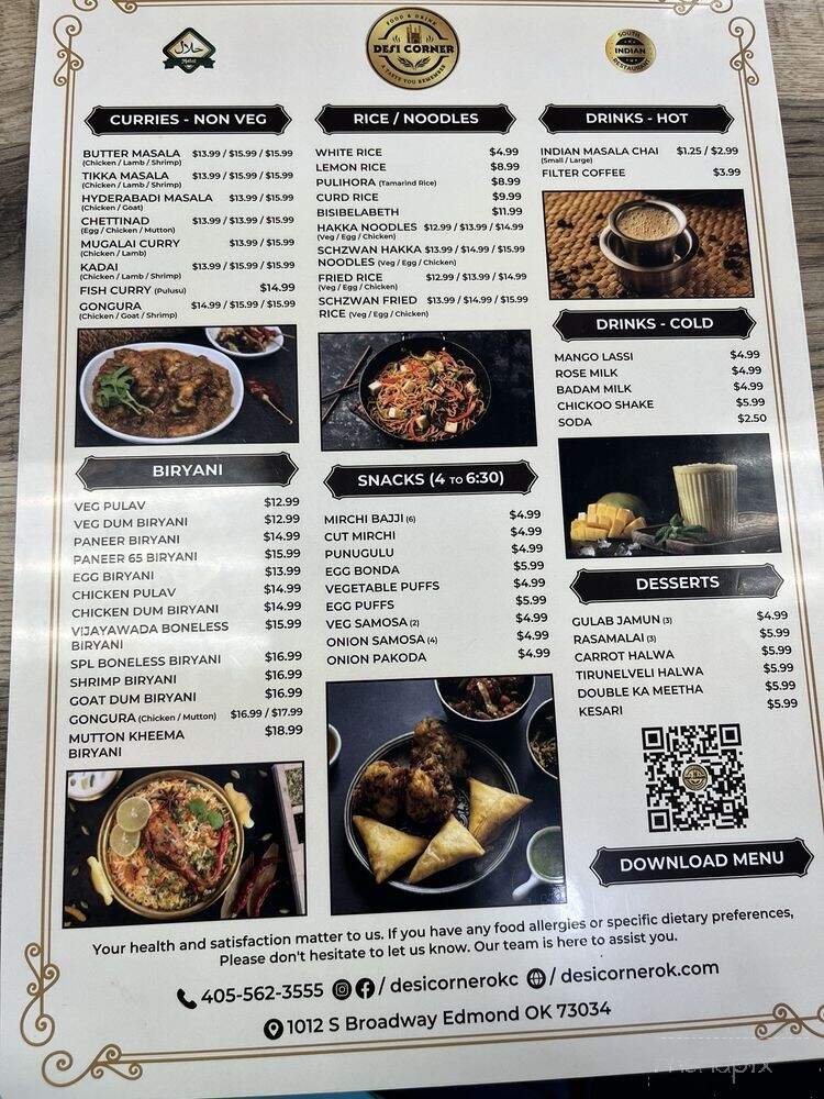 Desi Corner - Edmond, OK menu_pic