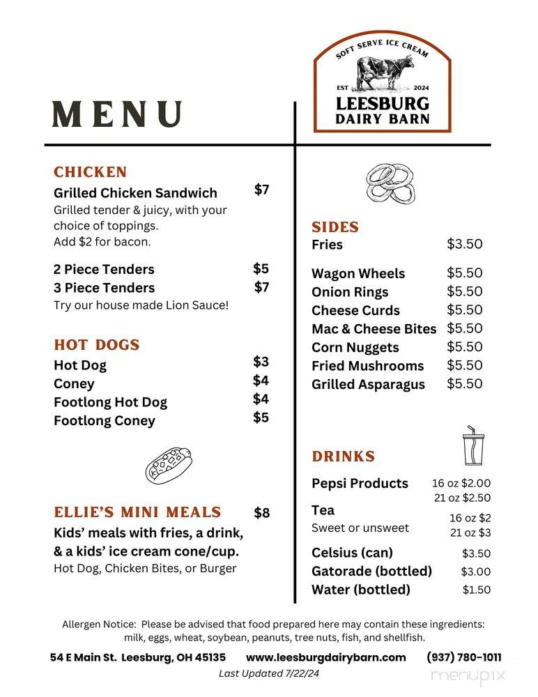 Leesburg Dairy Barn - Leesburg, OH menu_pic