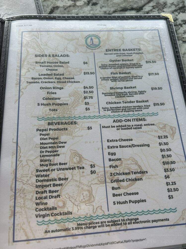 Madison Lighthouse Restaurant & Bar - Madison, IN menu_pic