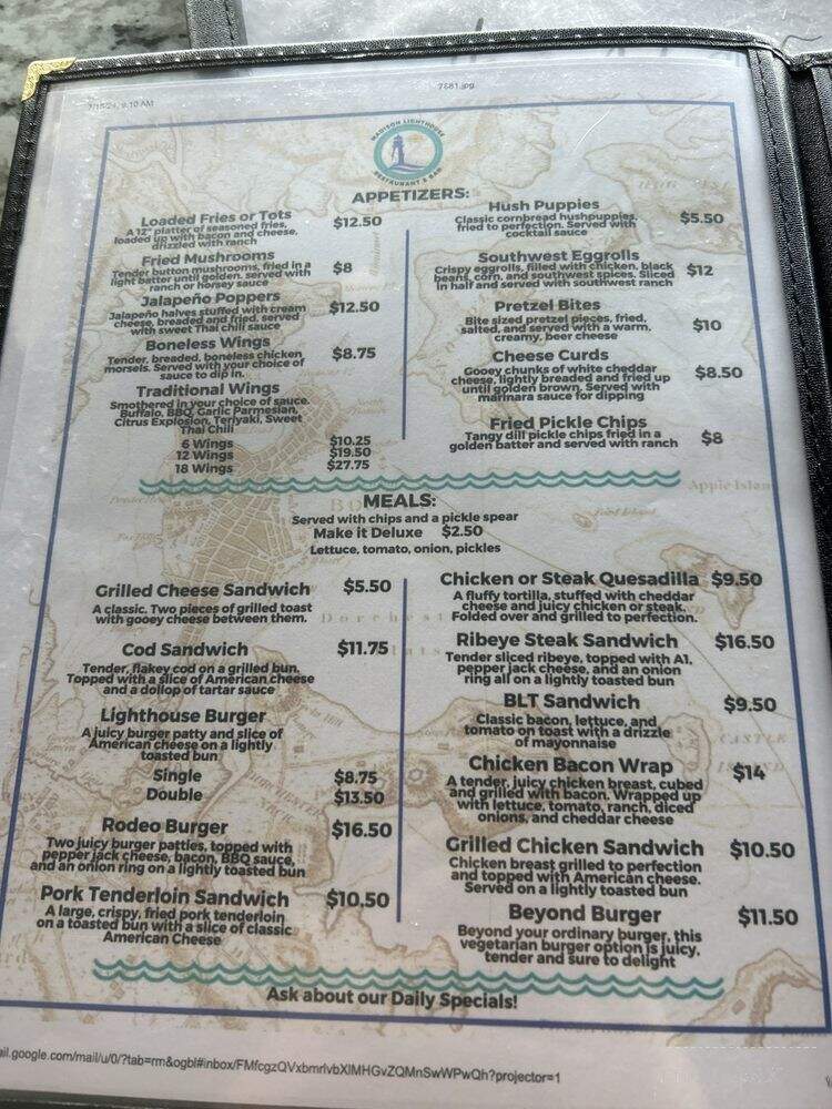 Madison Lighthouse Restaurant & Bar - Madison, IN menu_pic
