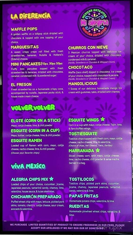 Mi Alegria Mexican Antojitos - Lincoln, CA menu_pic