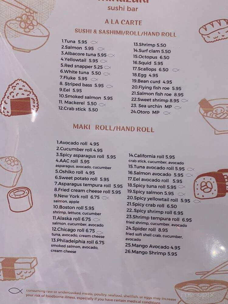 Minazuki Sushi Bar - Indianapolis, IN menu_pic