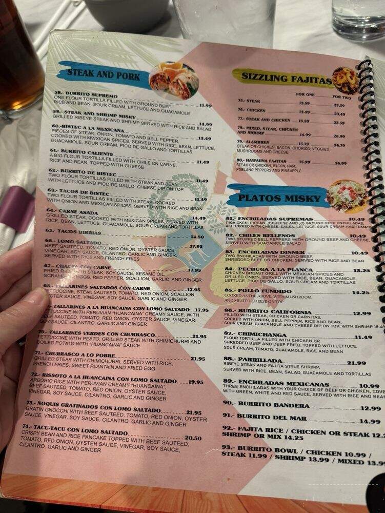 Misky Peruvian Latin Restaurant and Bar - Dothan, AL menu_pic