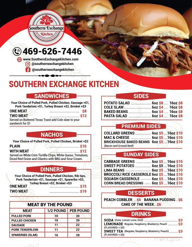 Southern Exchange Kitchen - Aubrey, TX menu_pic