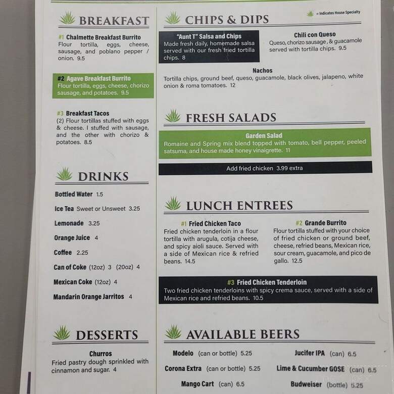 Agave Mexican Restaurant - Chalmette, LA menu_pic