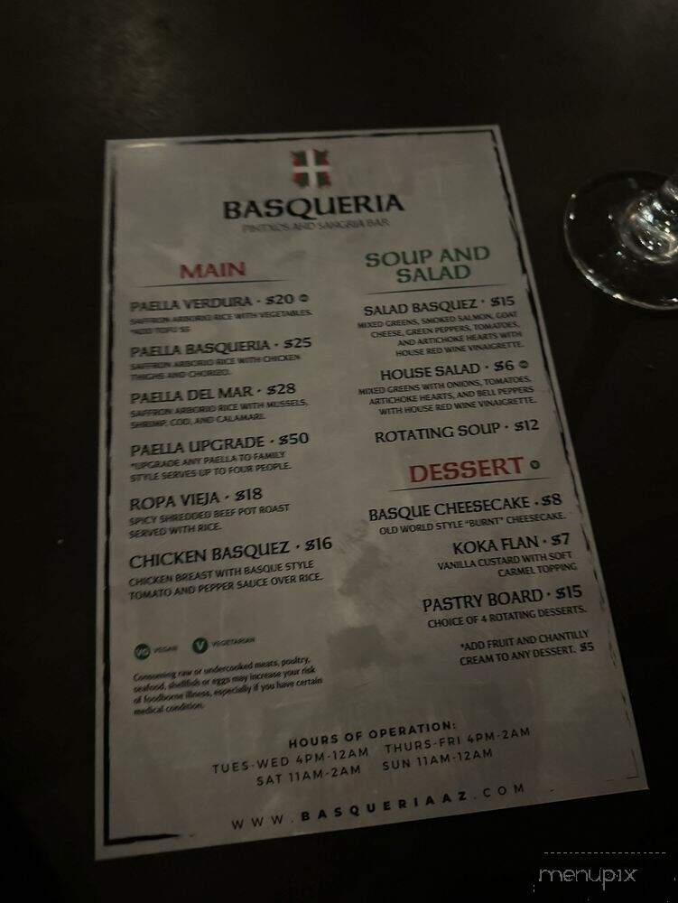 Basqueria - Tucson, AZ menu_pic