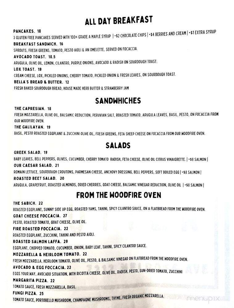 Bellas Bread and Butter - Los Angeles, CA menu_pic