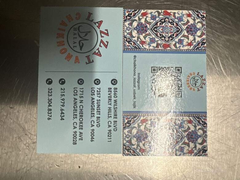 Chaihona Lazzat - Beverly Hills, CA menu_pic
