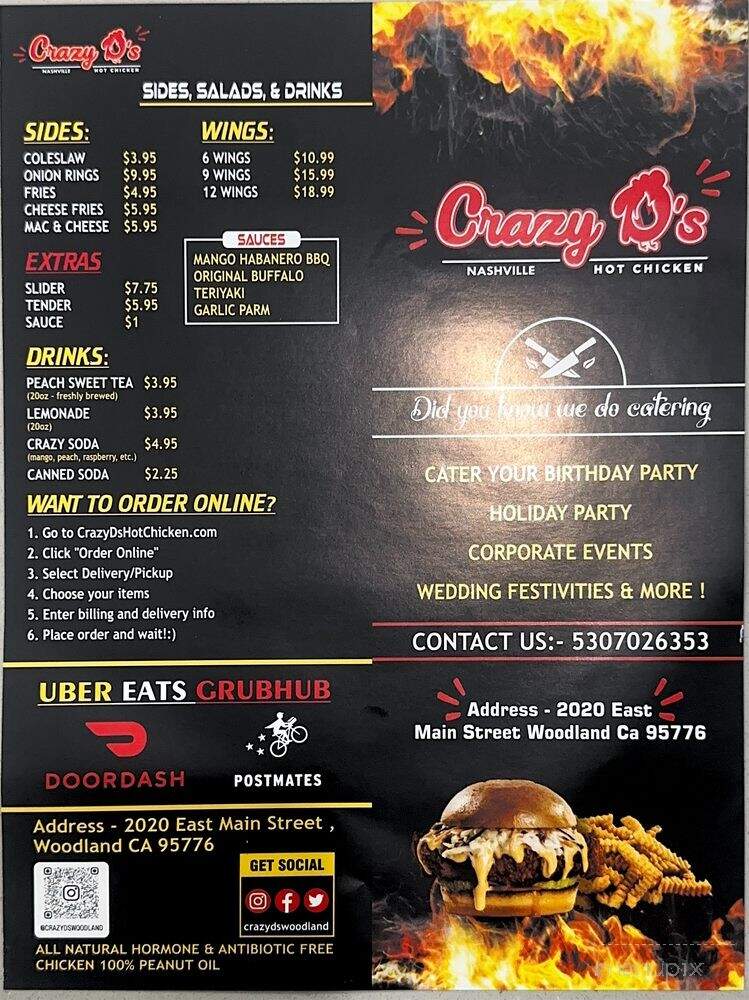 Crazy D's Hot Chicken - Woodland, CA menu_pic