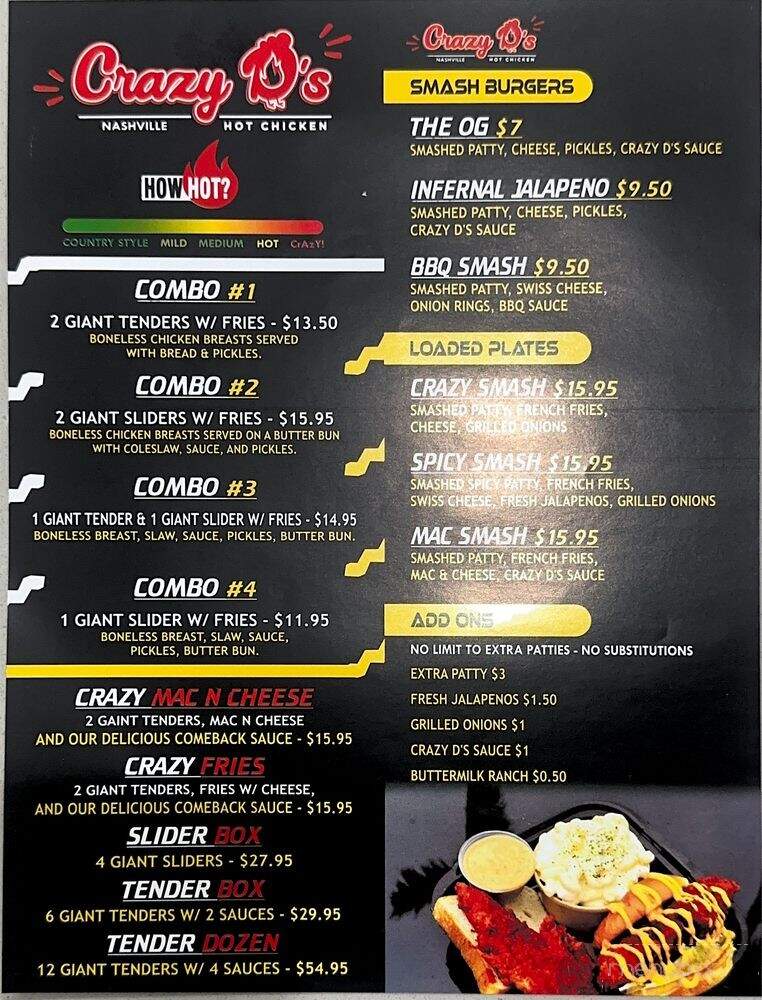 Crazy D's Hot Chicken - Woodland, CA menu_pic
