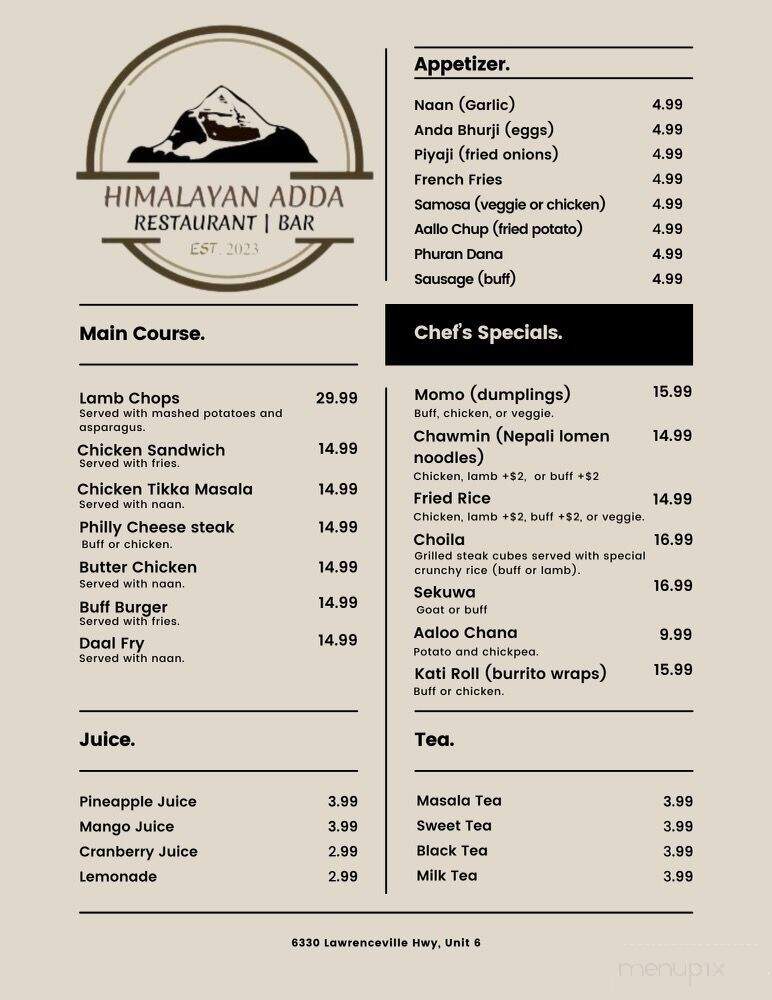 Himalayan Adda - Tucker, GA menu_pic