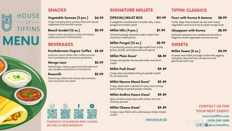 House of Tiffins - Sunnyvale, CA menu_pic