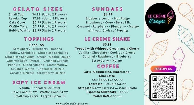 Le Creme Delight - Pinellas Park, FL menu_pic
