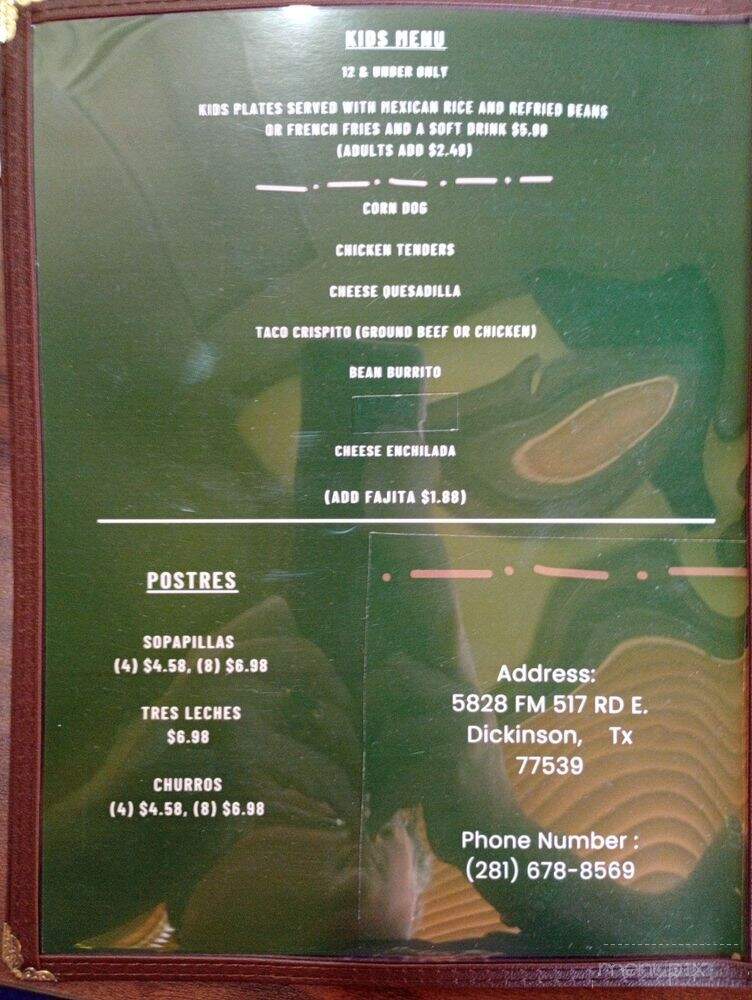 Los Mirasoles - Dickinson, TX menu_pic