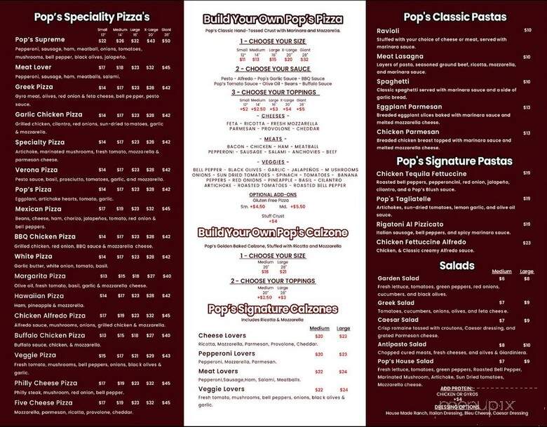 Pop's Pizza - San Diego, CA menu_pic
