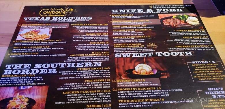Rowdy Cowboy - Grapevine, TX menu_pic