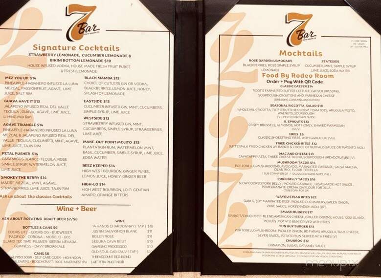 Seven Bar - Santa Barbara, CA menu_pic