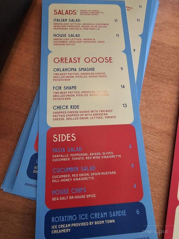 The Goose Sandies & Bar - Oklahoma City, OK menu_pic