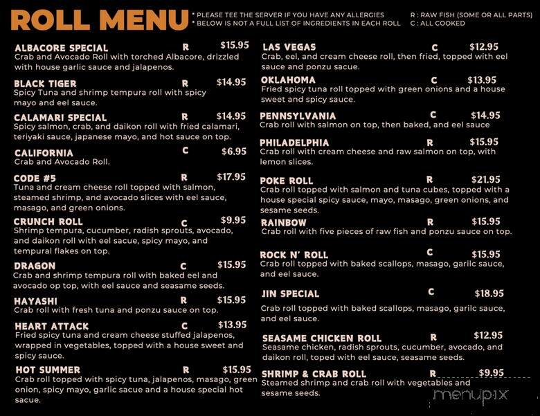 The Hayashi - Oklahoma City, OK menu_pic