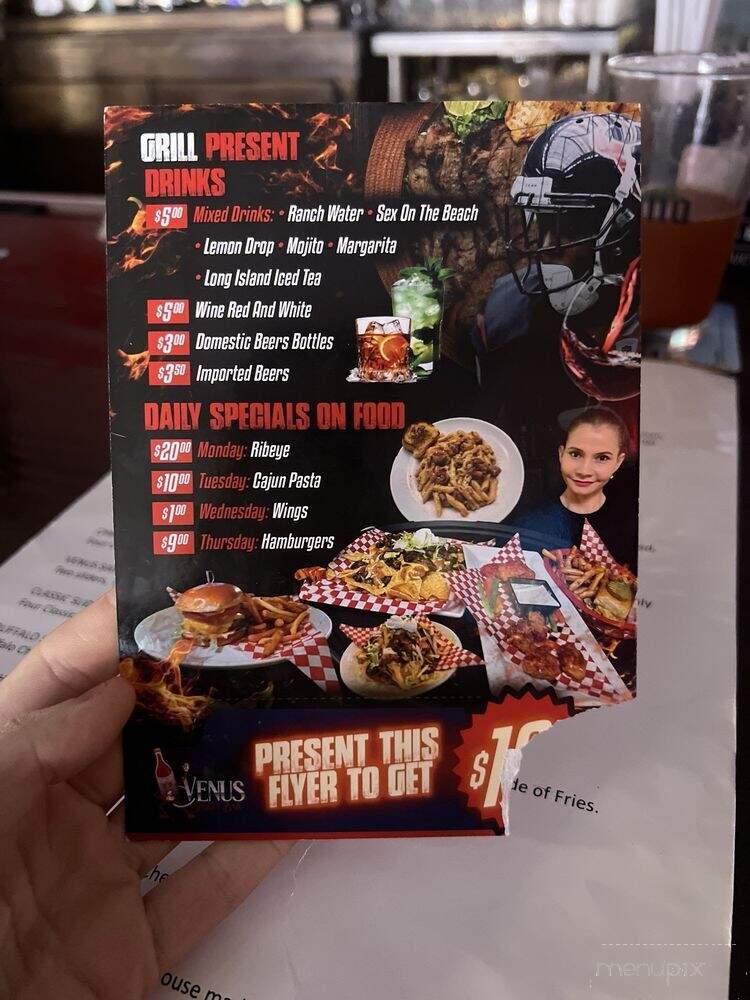 Venus Sports Bar and Grill - Houston, TX menu_pic