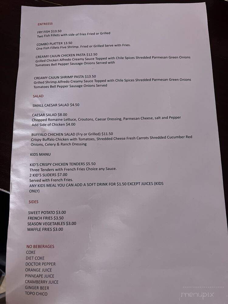 Venus Sports Bar and Grill - Houston, TX menu_pic