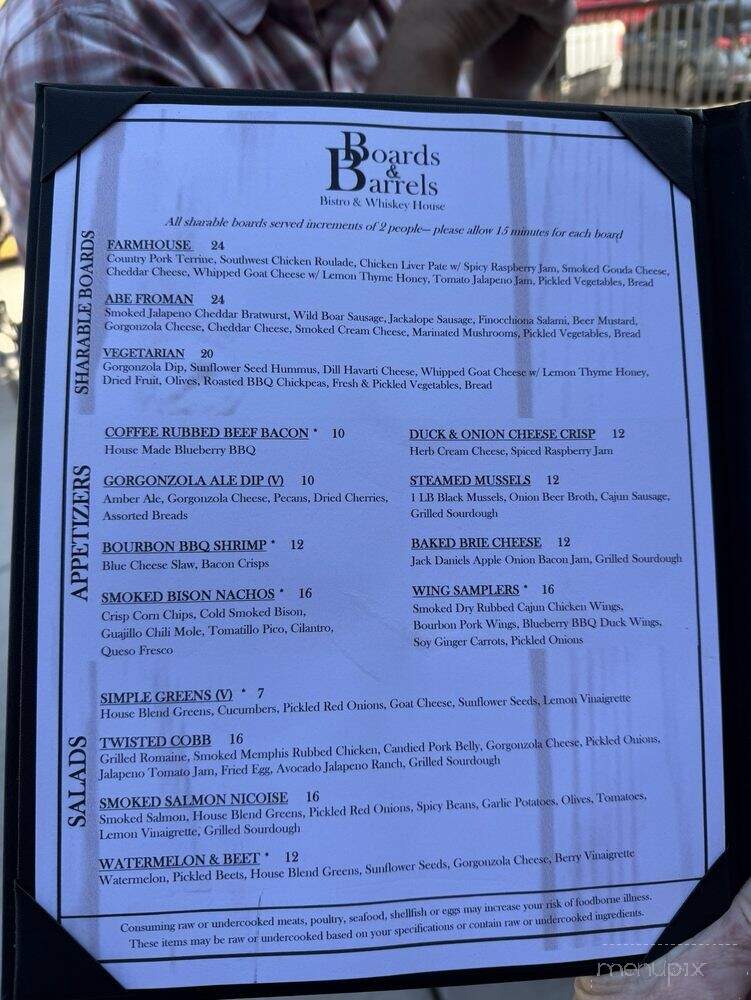 Boards & Barrels Bistro & Whiskey Bar - Woodland Park, CO menu_pic