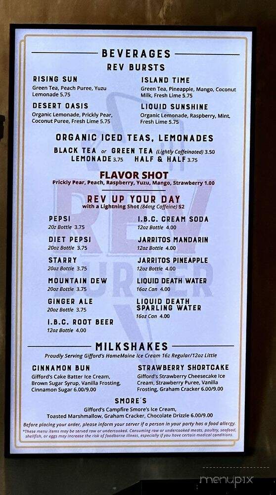 REV Burger - Beverly, MA menu_pic