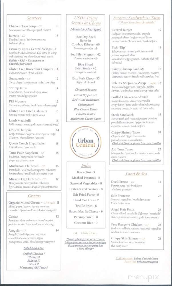 Urban Central Restaurant & Bar - Hartsdale, NY menu_pic