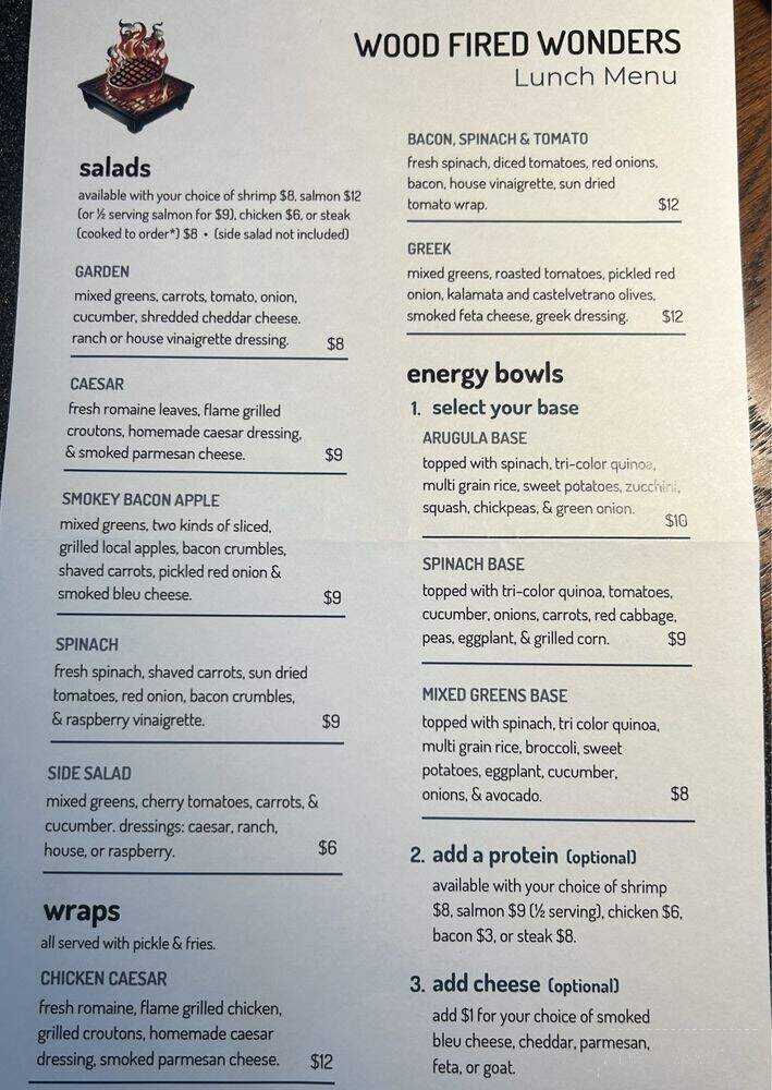 Wood Fire Wonders - Oberlin, OH menu_pic