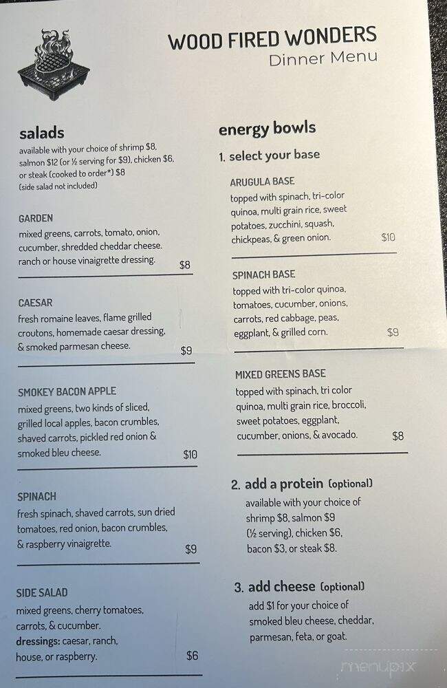 Wood Fire Wonders - Oberlin, OH menu_pic
