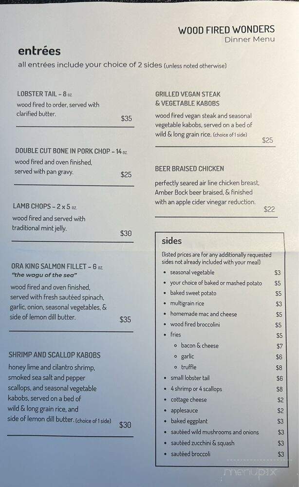 Wood Fire Wonders - Oberlin, OH menu_pic