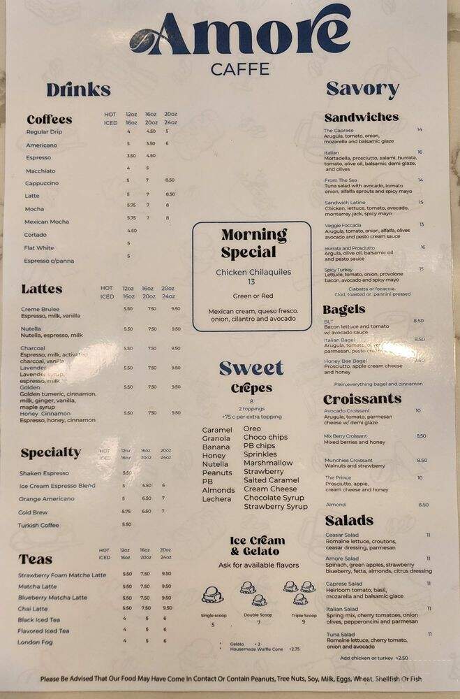 Amore Caffe - San Diego, CA menu_pic