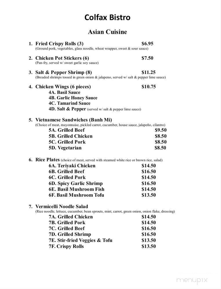 Colfax Bistro - Colfax, CA menu_pic