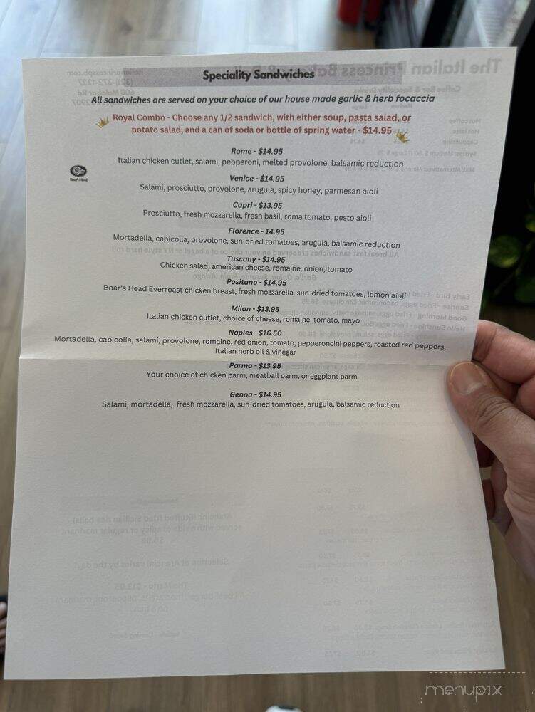 Italian Princess Bakery & Deli - Palm Bay, FL menu_pic