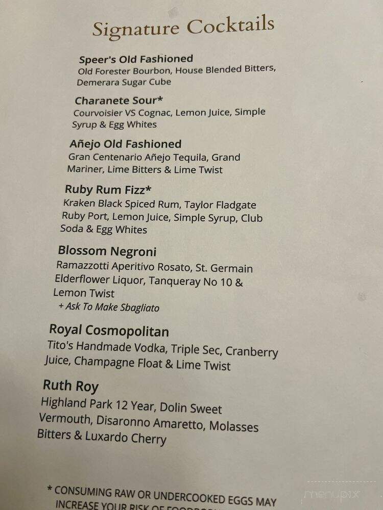 Speer's Steakhouse - Mars, PA menu_pic
