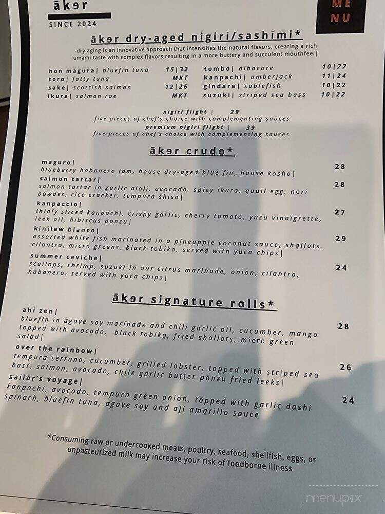 Aker Restaurant & Lounge - Salt Lake City, UT menu_pic