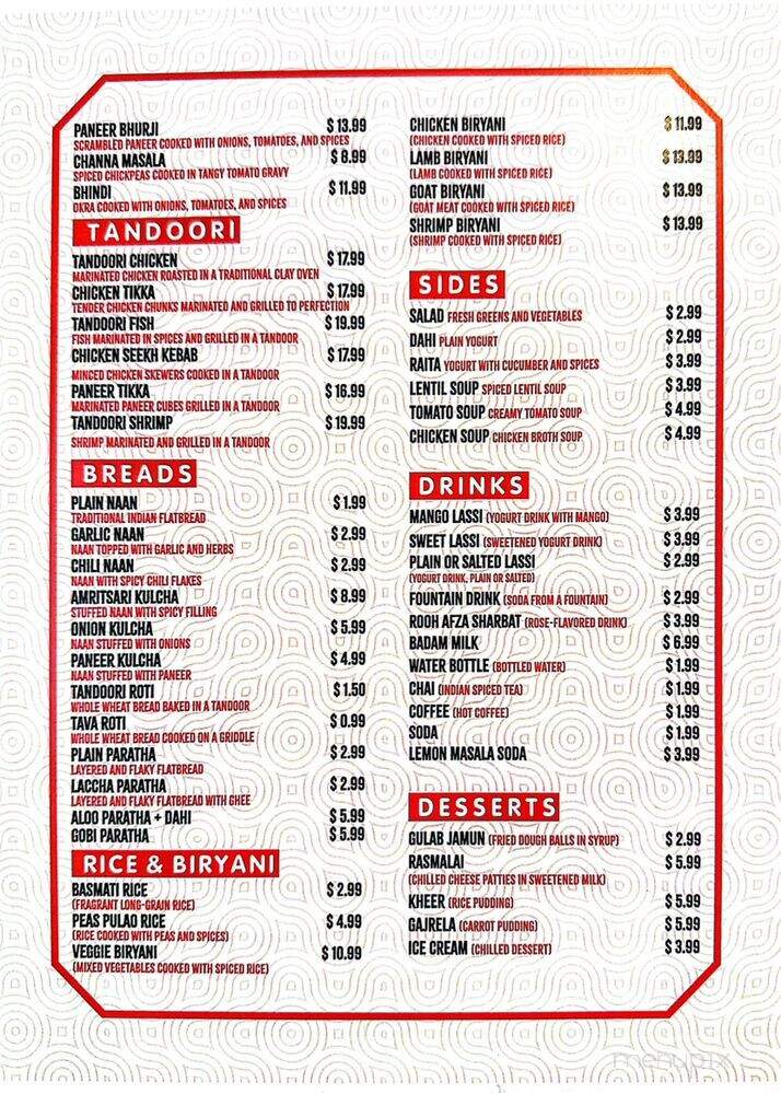 Bharat Royal Cuisine - Fresno, CA menu_pic