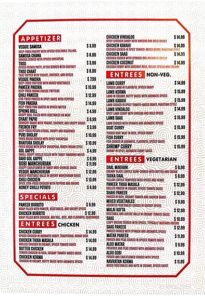 Bharat Royal Cuisine - Fresno, CA menu_pic