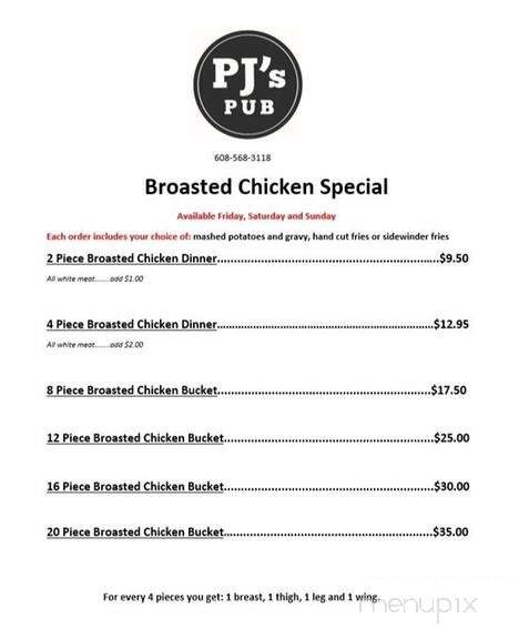 PJ's Pub & Hall - Kieler, WI menu_pic