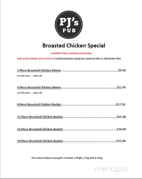 PJ's Pub & Hall - Kieler, WI menu_pic