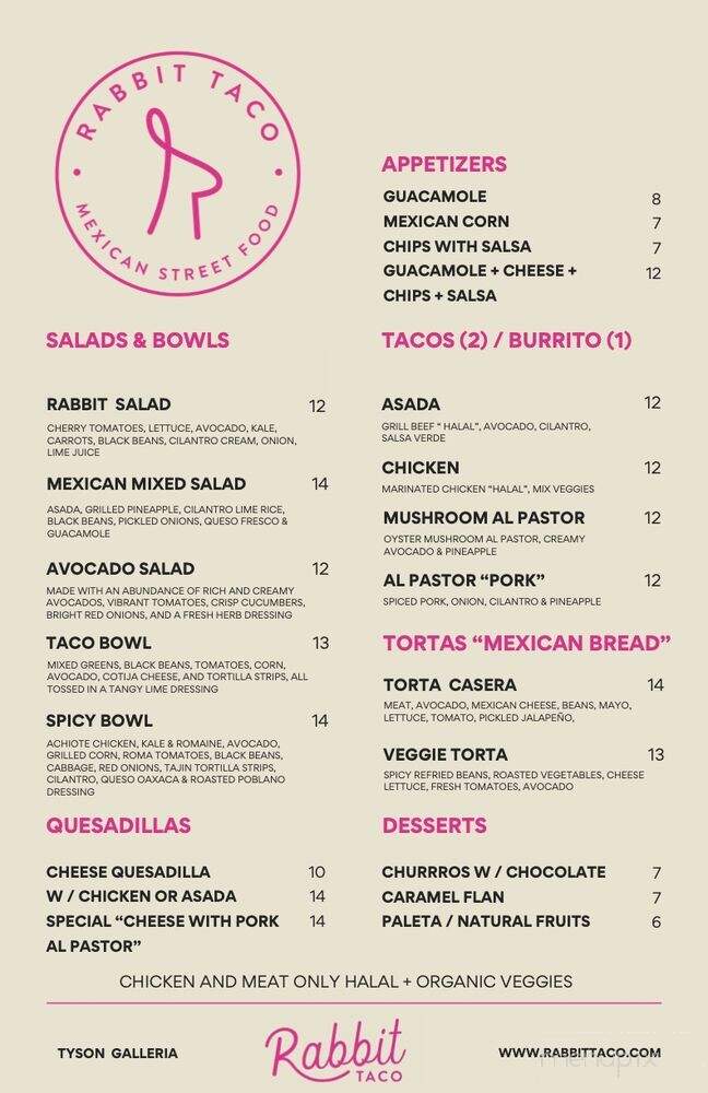 Rabbit Taco - Tysons, VA menu_pic