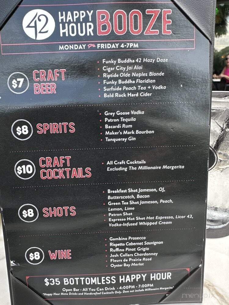 Tap 42 Craft Kitchen & Bar - Naples, FL menu_pic