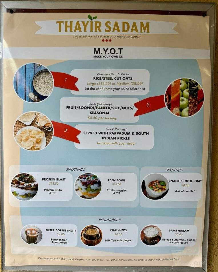 Thayir Sadam - Berkeley, CA menu_pic