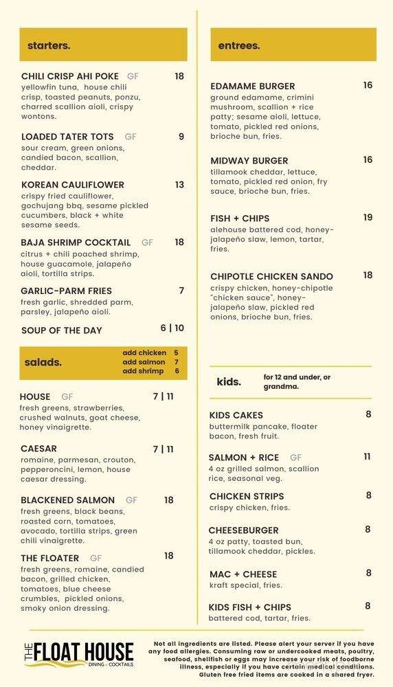 The Float House - Hope, ID menu_pic