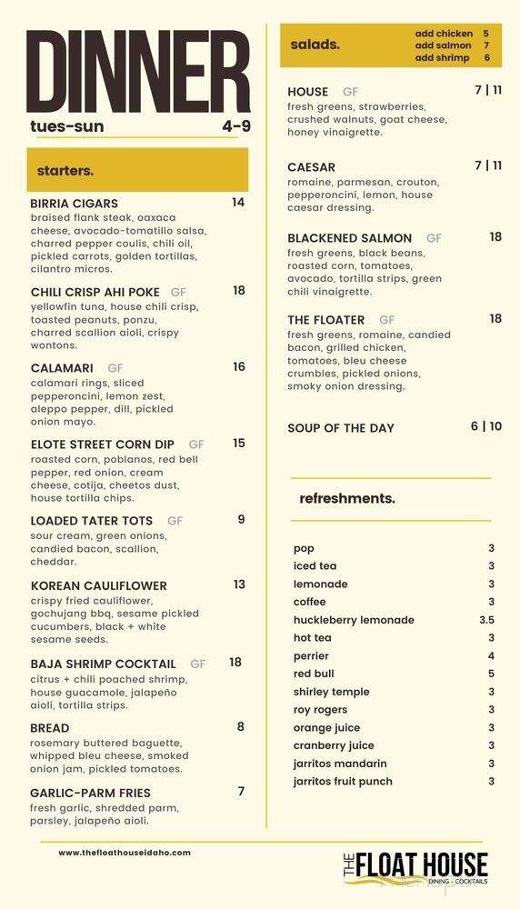 The Float House - Hope, ID menu_pic