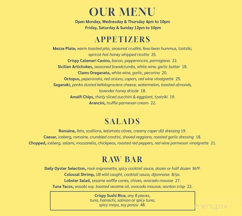 Amalfi Coastal Kitchen & Cocktails - Hampton Bays, NY menu_pic