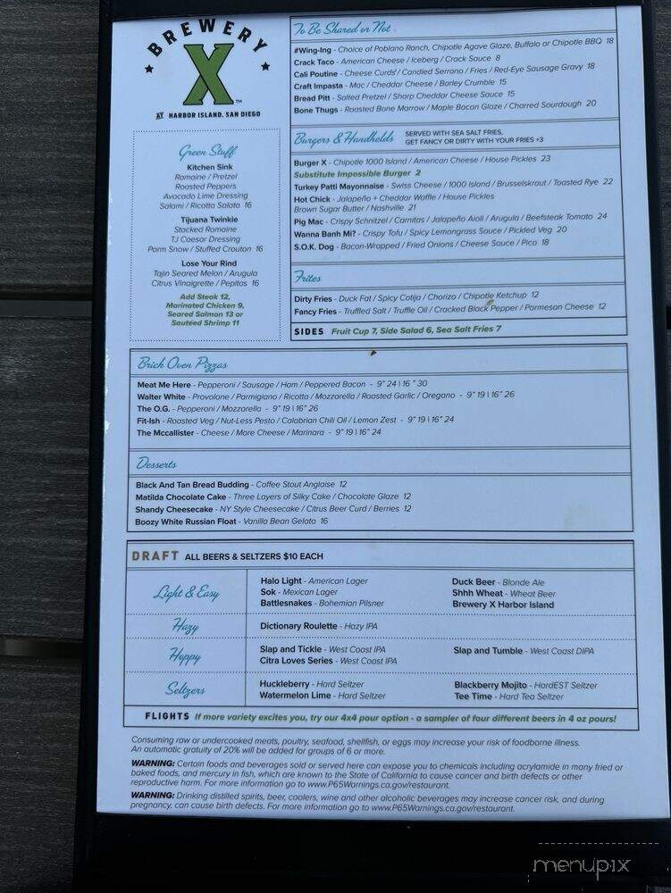 Brewery X - San Diego, CA menu_pic