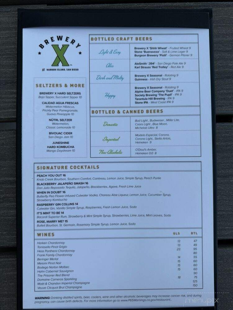 Brewery X - San Diego, CA menu_pic
