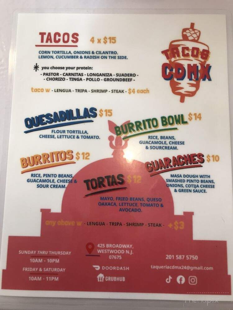 Tacos CDMX - Westwood, NJ menu_pic