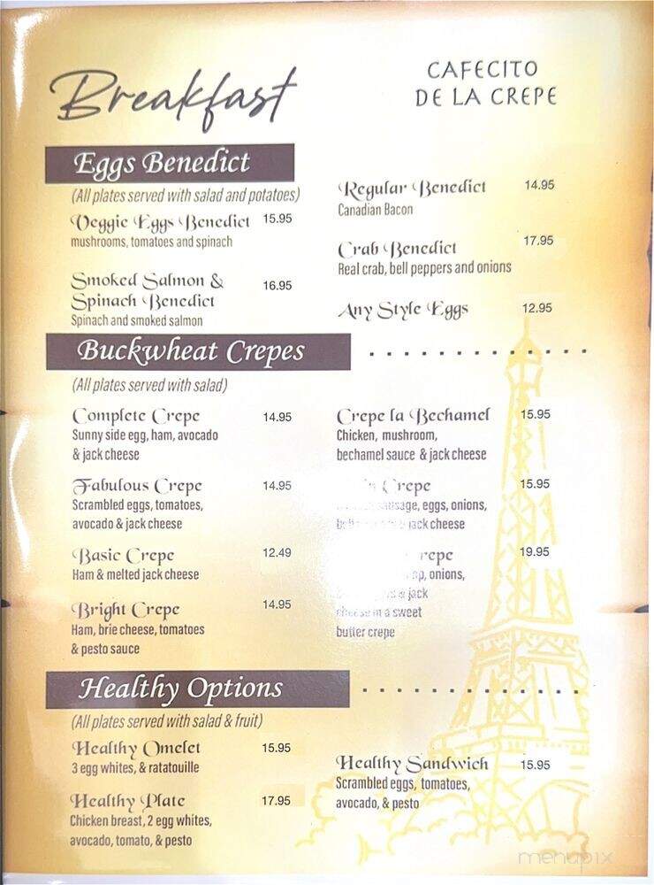 Cafecito de la Crepe - Los Angeles, CA menu_pic